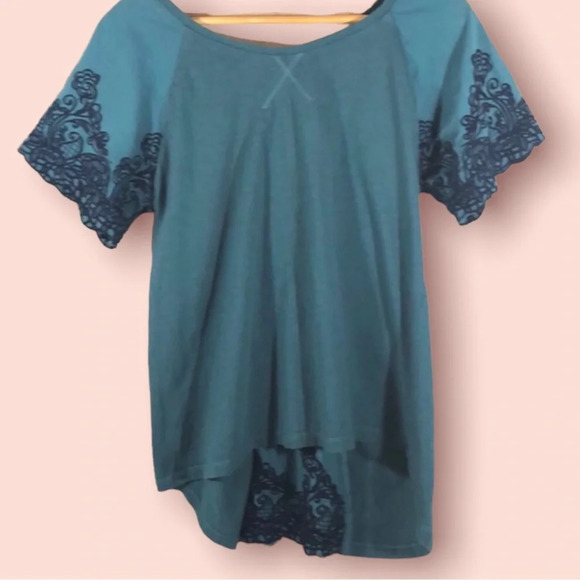 Boho embroidered back panel trapeze shirt top S M - Picture 2 of 3